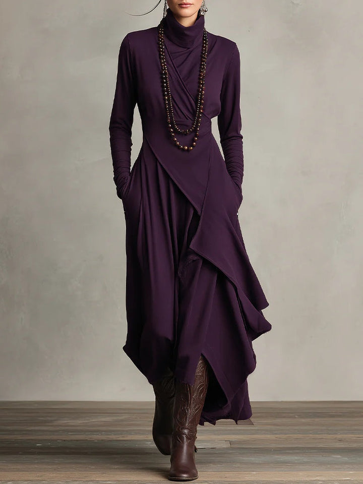 Vivienne | Asymmetrische Maxi-jurk met Hoge Hals