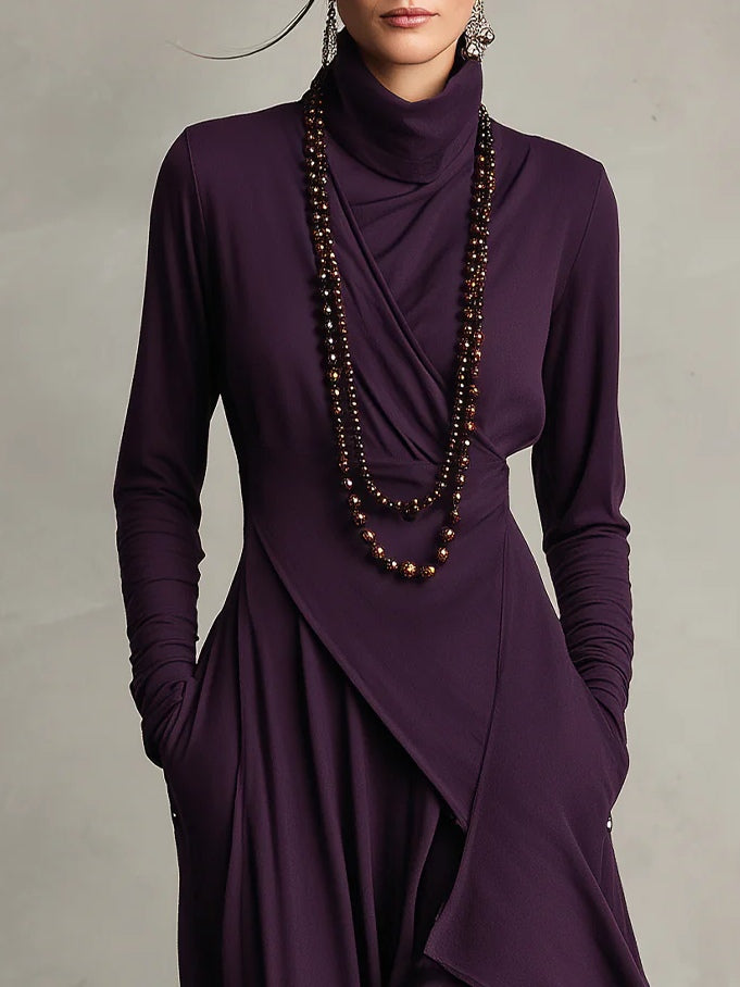 Vivienne | Asymmetrische Maxi-jurk met Hoge Hals