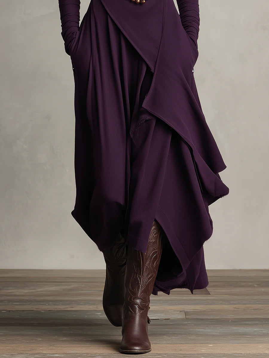Vivienne | Asymmetrische Maxi-jurk met Hoge Hals