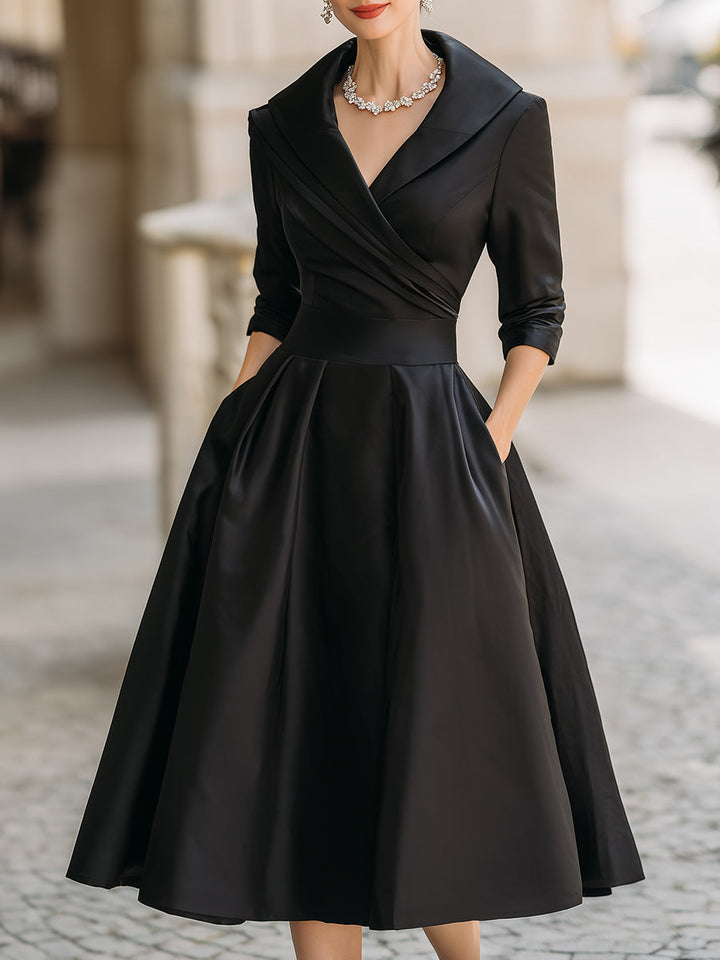 Dharmay | Elegante Lange Mouw Midi-jurk