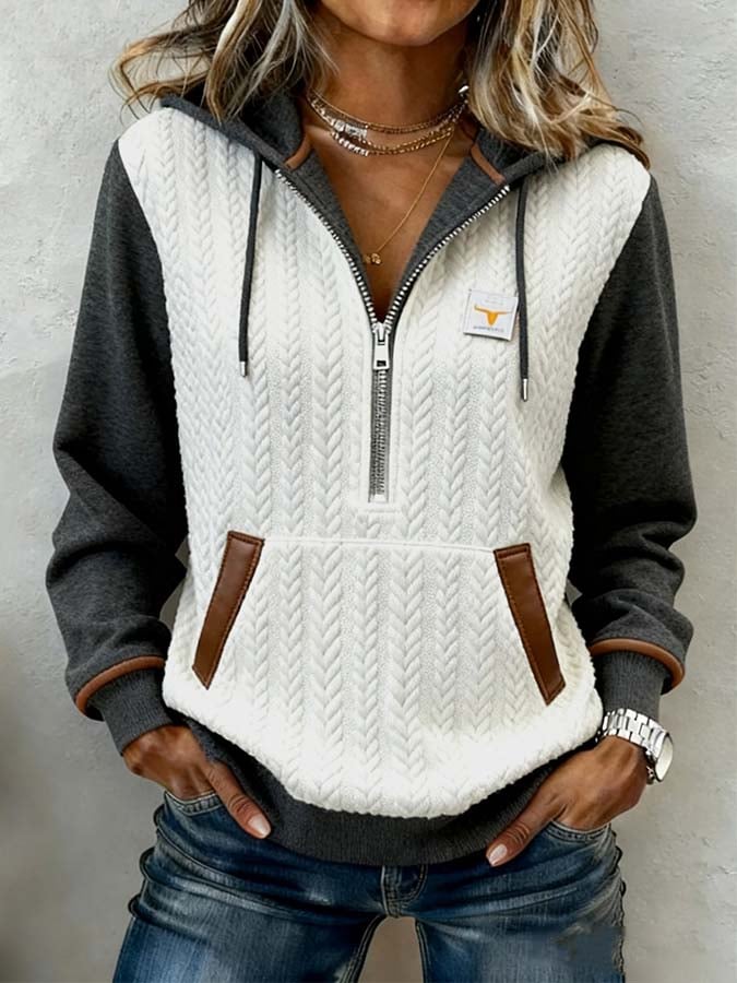 Casual dames hoodie met kleurblokpatroon