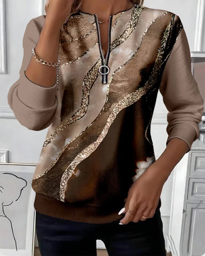 Vellaro™ – Half-zip Sweatshirt met Vintage Print