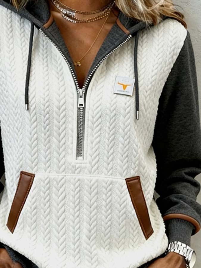 Casual dames hoodie met kleurblokpatroon