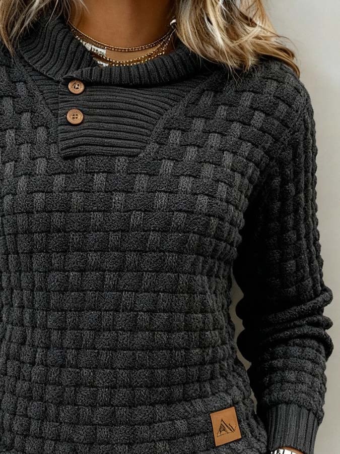 Dames vrijetijdspullover in effen kleur met opvallende kraag