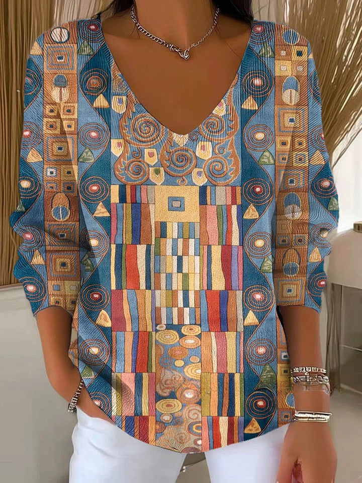 Kleurrijke trui met V-hals