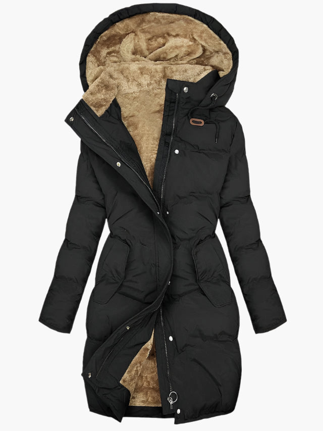 Marianne – Gevoerde winterjas met capuchon en ritssluiting