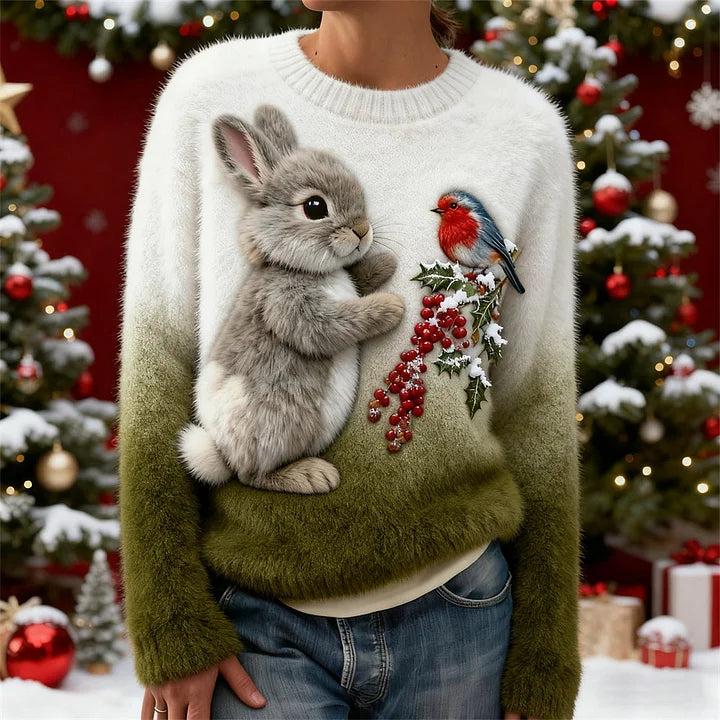Suzette – Pluche Trui Met Kerstkonijn