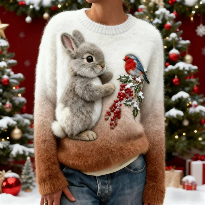 Suzette – Pluche Trui Met Kerstkonijn
