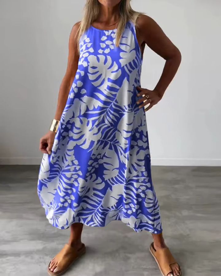 Audrey | Rugloze Botanische Midi-jurk