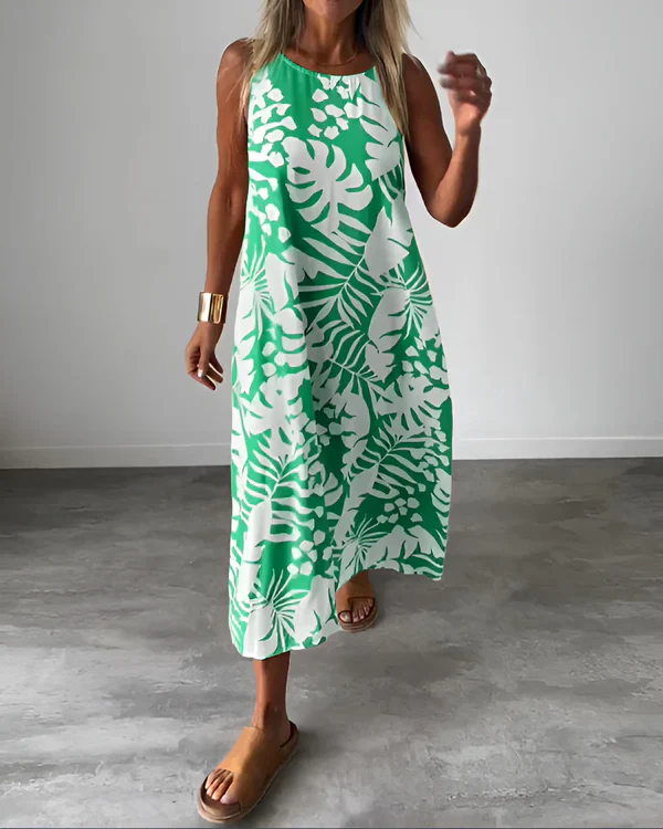 Audrey | Rugloze Botanische Midi-jurk