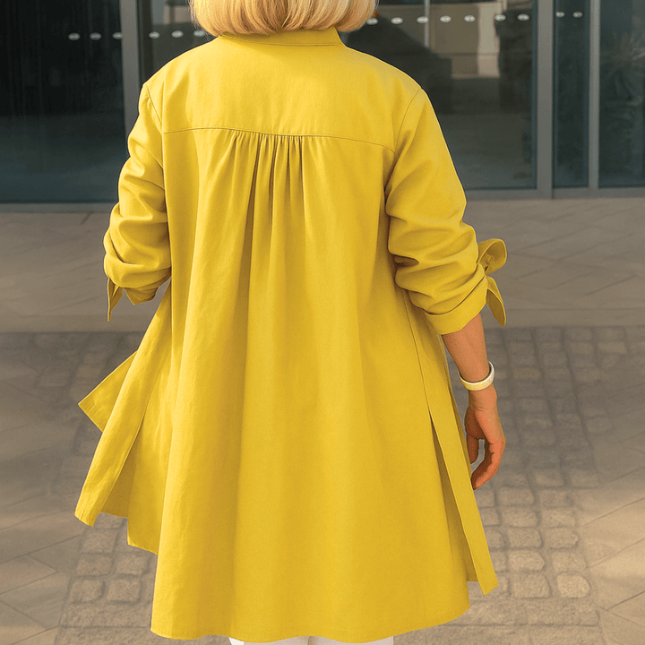 Laura™ | Effen overhemd blouse met strik mouwen