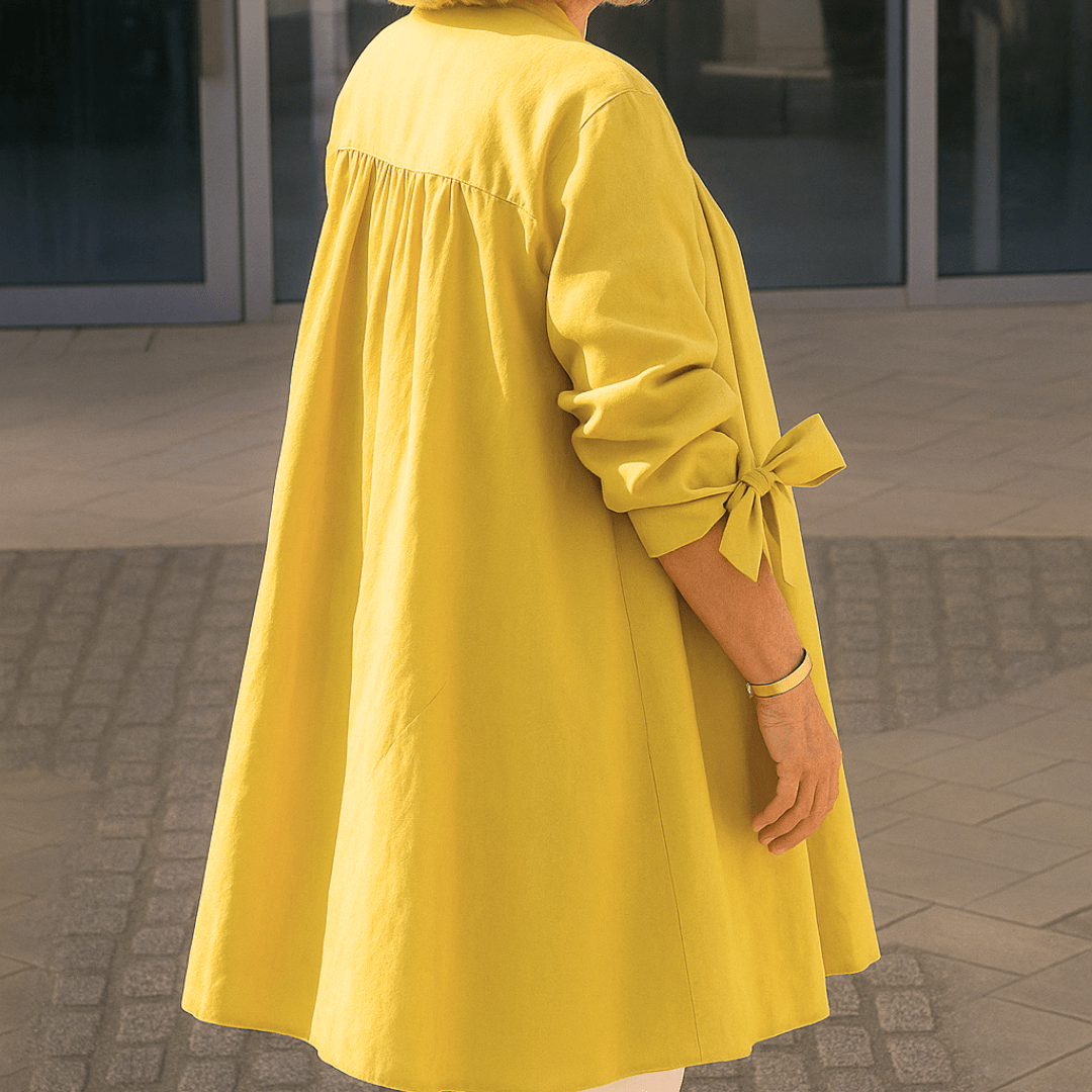 Laura™ | Effen overhemd blouse met strik mouwen