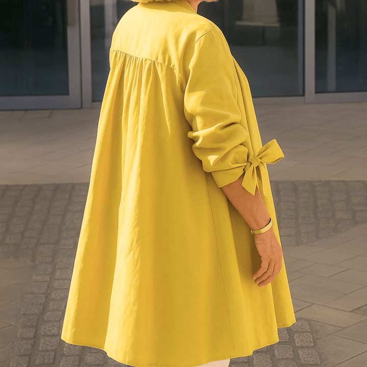 Laura™ | Effen overhemd blouse met strik mouwen