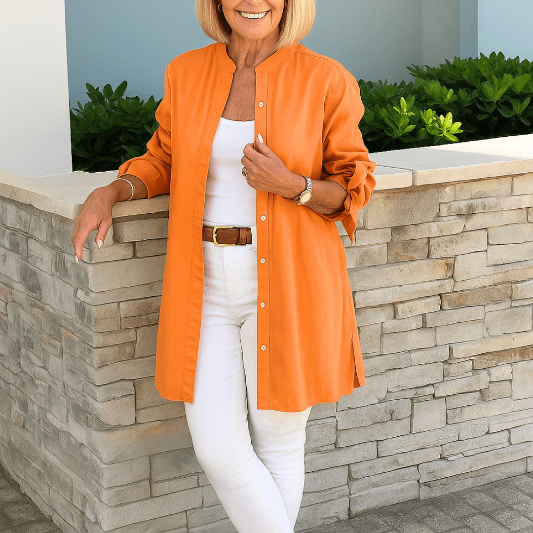 Laura™ | Effen overhemd blouse met strik mouwen