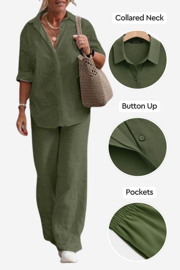 De Ontspannen Shirt & Broek Twee-Piece Set
