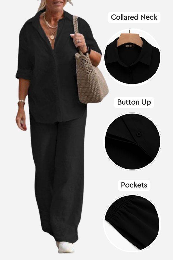 De Ontspannen Shirt & Broek Twee-Piece Set