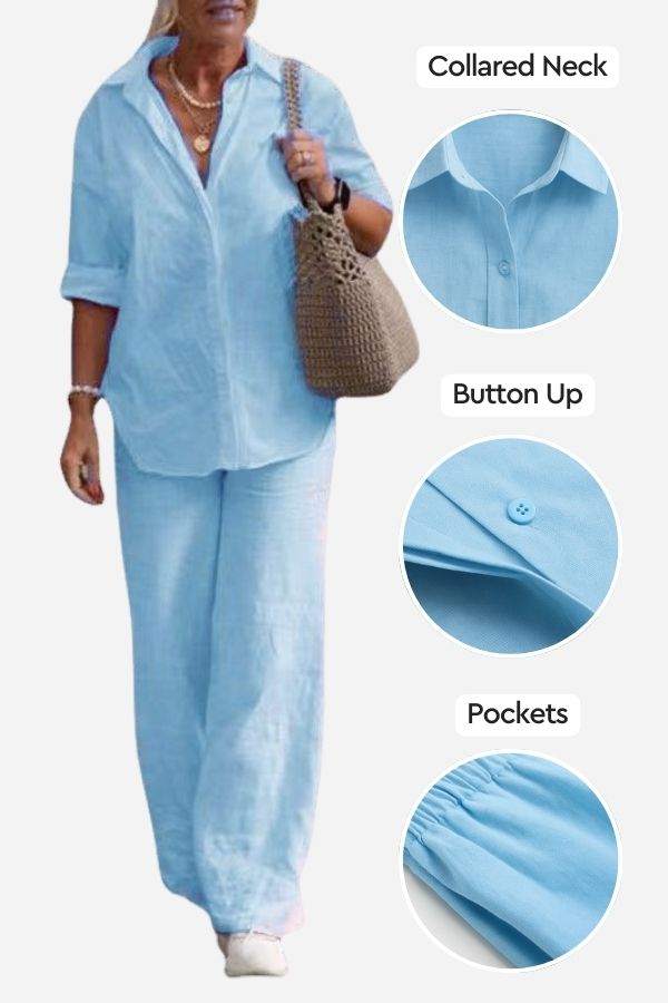 De Ontspannen Shirt & Broek Twee-Piece Set