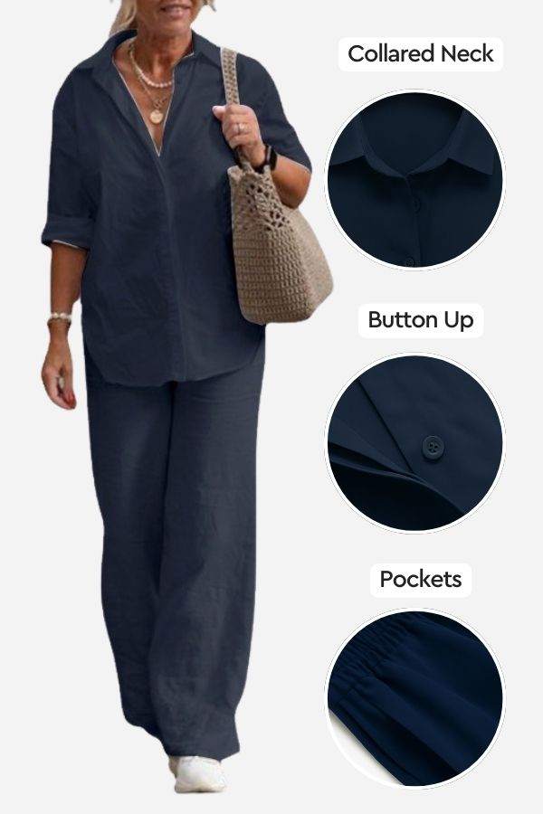De Ontspannen Shirt & Broek Twee-Piece Set