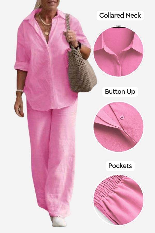 De Ontspannen Shirt & Broek Twee-Piece Set