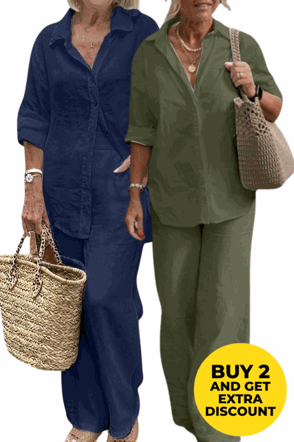 De Ontspannen Shirt & Broek Twee-Piece Set