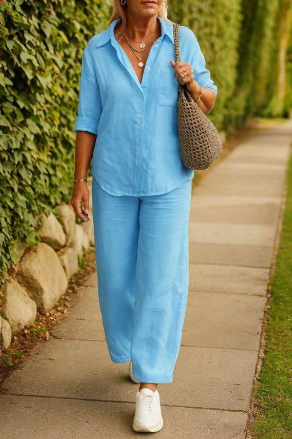 De Ontspannen Shirt & Broek Twee-Piece Set
