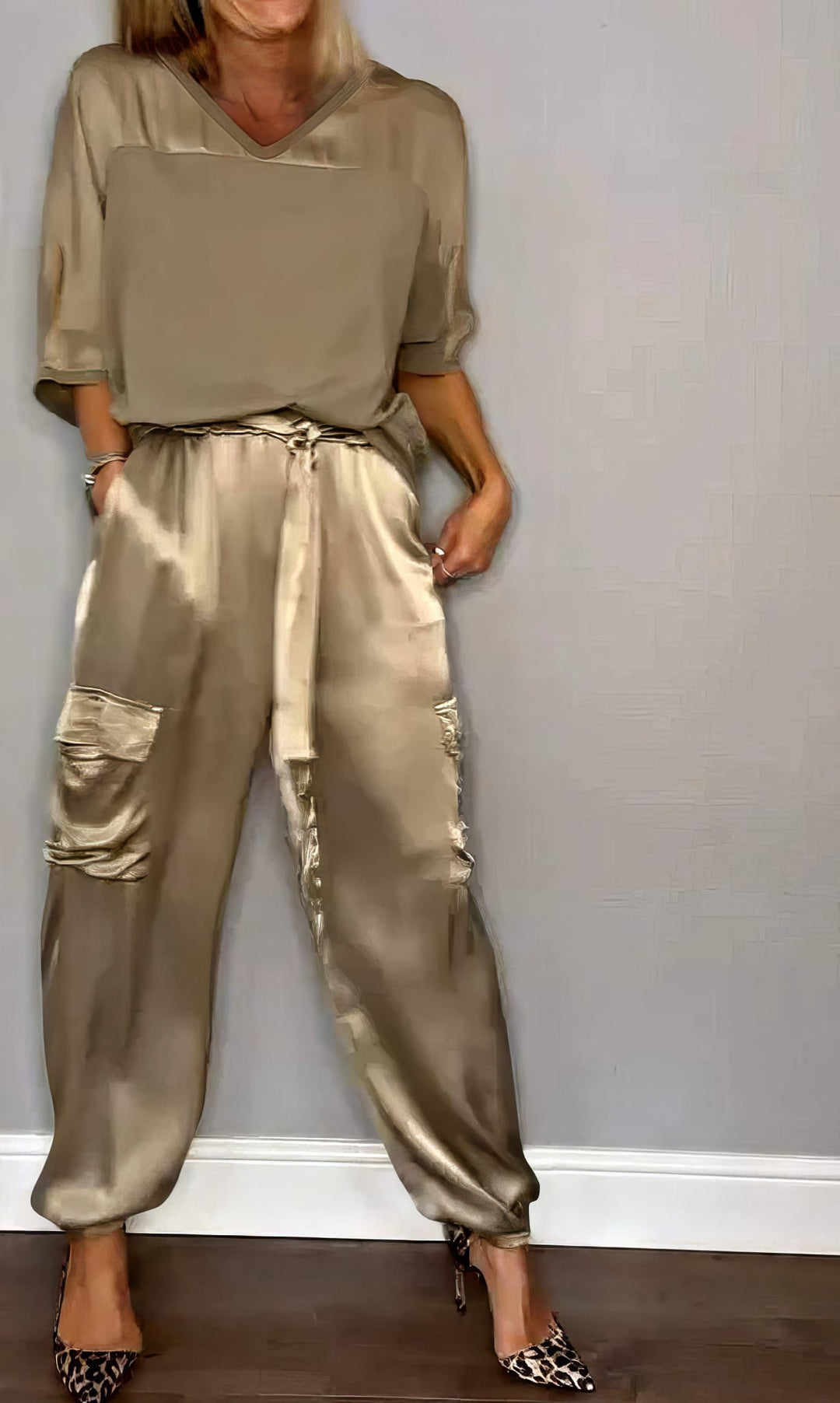 AMELIA | Compleet Twee Stukken Blouse en Cargo Broek Chic